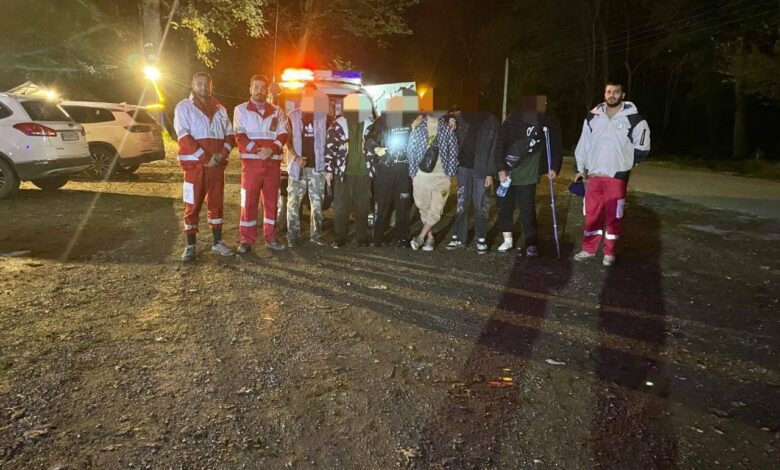 ۶ گردشگر مفقود شده در پارک جنگلی نور پیدا شدند